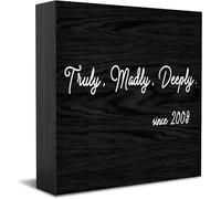 Feehiget Truly, Madly, Deeply Sign Personalized With Date Wood Box Sign Decor Desk Sign Rustic Home Shelf Wall Decoration Grad Gift 5 X 5 Inches