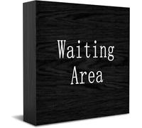 Feehiget Waiting Area Wood Box Sign,Desk Decor For Home Office,Tabletop Shelf Decor,5X5 Inch