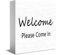 Feehiget Welcome Please Come In Decor Classic Wooden Box Sign, 5 X 5 Inch
