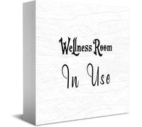 Feehiget Wellness Room In Use Wood Box Sign,Desk Decor For Home Office,Tabletop Shelf Decor,5X5 Inch