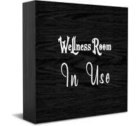 Feehiget Wellness Room In Use Wood Box Sign,Desk Decor For Home Office,Tabletop Shelf Decor,5X5 Inch