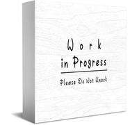 Feehiget Work In Progress Please Do Not Knock Wood Box Sign,Desk Decor For Home Office,Tabletop Shelf Decor,5X5 Inch