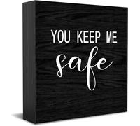 Feehiget You Keep Me Safe Wood Box Sign Decor Desk Sign Rustic Home Shelf Wall Decoration Grad Gift 5 X 5 Inches