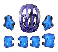 FEEHSOW Kids Skateboard Helmet with Knee Wrist Guard Elbow Pad Protective Gear Set for Skating Scooter Cycling Type C Blue OneSize