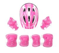 FEEHSOW Kids Skateboard Helmet with Knee Wrist Guard Elbow Pad Protective Gear Set for Skating Scooter Cycling Pink OneSize