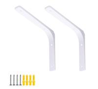 FEEIMOL 2Pcs Shelf Brackets Right Angle Corner Brackets Heavy Duty Wall Mounted Shelving Bracket Support Floating Shelf Bracket for Wall Hanging White 25x20cm