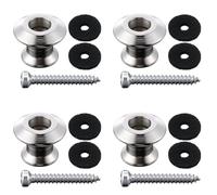 Feekoon 4 Set Guitar Strap Button Compatible with Dunlop Straplok, Dual Design Strap Locks Electric Guitar, 360° Rotating Lock Button for Bass/Ukulele (Nickel Plated)