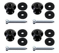 Feekoon 4 Set Guitar Strap Button Compatible with Dunlop Straplok, Dual Design Strap Locks Electric Guitar, 360° Rotating Lock Button for Bass/Ukulele(Black)