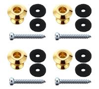 Feekoon 4 Set Guitar Strap Button Compatible with Dunlop Straplok, Dual Design Strap Locks Electric Guitar, 360° Rotating Lock Button for Bass/Ukulele(Gold)