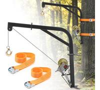 Feekoon Tree Mounted Deer Hoist, 600 lbs Load Capacity Hunting Deer Hanger, Heavy Duty Hunting Game Hoist with Hand Winch & Steel Cable for Skinning, Cleaning, Hanging Feed, and Field Dressing (Black)