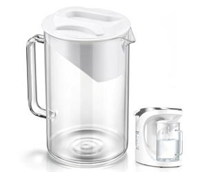 Feekoon Upgraded Additional Glass Carafe Compatible with AquaTru Carafe AT100 Only, Borosilicate Glass, Dishwasher Friendly, Double Capacity, Maintain Cold in Fridge, Clear 64oz