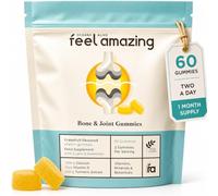 Feel Amazing Bone & Joint Gummies - Calcium, Vitamin D3, Marine Collagen 60 | Grapefruit gummies with calcium & vitamin D3 for normal bones & muscle, plus marine collagen & turmeric - 60, 1 month