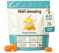 Feel Amazing Energy Complex Gummies - B Vitamins, Vitamin C & D, 60ct | Vegetarian & halal mango gummies with 11 vitamins/minerals - B vitamins for energy & less tiredness, plus C & D for immunity