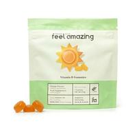 Feel Amazing Vitamin D Gummies 25mcg - High Strength Vitamin D2 Vegetarian Gummies - Supports Immune System, Bone, Teeth & Muscle Function - Orange Flavour - 60 Gummies 2 Month Supply