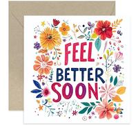 Feel Better Soon Cards for Women, Beautiful Bold and Colourful Artwork, Stars and Floral Accents, Premium Designer Greeting Cards for Her - Thinking of You, Operation, Unwell, Surgery Cards