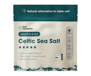 Feel Complete | 200g Ultra Fine & Dry Celtic Sea Salt Powder | No Need To Grind | Organic Approved | Essential Minerals & Electrolytes | Natural Alternative to Table Salt | Lab Tested