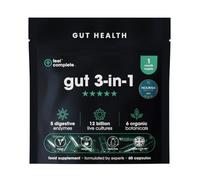 Feel Complete | Gut 3-in-1 Gut Health | 12 Billion Probiotics | 5 Digestive Enzymes | 6 Botanicals | Vegan | Made in The UK | 60 Capsules | Award Winning