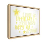 Feel Good Art Eco-Printed and Framed Nursery Canvas with Solid Natural Wooden Frame (44 x 34 x 3 cm, Medium, Yellow, I May Be Little But i Have Very Big Dreams)