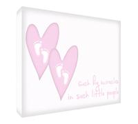 Feel Good Art Gallery Wrapped Box Canvas in Stylish Typographic Design Miracle Twin Girls (40 X 30 X 4 cm, Medium, Pink)