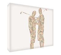 Feel Good Art Gallery Wrapped Box Canvas in Typographic Golf Couple Design (90 x 60 x 4 cm, X- Large, Autumnal Tones)