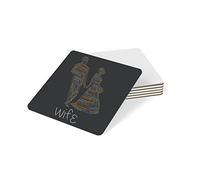 Feel Good Art High Gloss Coaster in Modern Typographic Design of The Bride and Groom (Multi-Coloured on Black Tones)