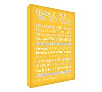 Feel Good Art HPLF1216-01IT Modern Typographic Style Canvas Wall Art Picture with Text Rules for a Happy Life 30 x 40 cm yellow