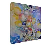 Feel Good Art Original Gallery Wrapped Box Canvas with Solid Front Panel Vibrant Painting of Fruit by Artist Valerie Johnson (38 x 38 x 4 cm, Medium, Ripe for The Picking)