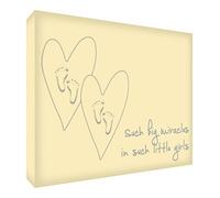 Feel Good Art Such a Big Miracle in Such Little Girls Gallery Wrapped Solid Fronted Box Canvas Wall Art (20 x 30 x 2 cm, Cream)