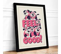Feel Good Dogs Retro Framed Wall Art Print A4 Black