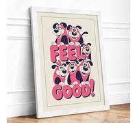 Feel Good Dogs Retro Framed Wall Art Print A4 White