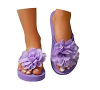 Feel-good flip flop sandals with flower motif for summer outfits, lightness on the beach, casual relaxation outdoors, purple, 6 UK