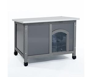 Feel Good Plastic Dog Kennel with Solid Wooden Frame Includes Lift Up Roof, Rain and Wind Protector Ideal For Mini Miniature Small Breed Puppys.