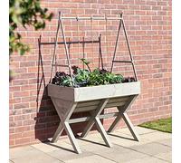 feel good Raised Wooden Veg Planter 100cmx 70cm x 78cm Large Wooden Trough Planter With Support System For Trailing Plants
