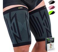 Feel Recovery 2 Pack Thigh Compression Sleeves for Men & Women - Thigh Support Brace for Hamstring, Quad & Groin Pain Relief, Muscle Strains, Cramps & for Running - Breathable & Non-Slip (L, Black)