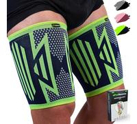 Feel Recovery 2 Pack Thigh Compression Sleeves for Men & Women - Thigh Support Brace for Hamstring, Quad & Groin Pain Relief, Muscle Strains, Cramps & for Running - Breathable & Non-Slip (L, Green)