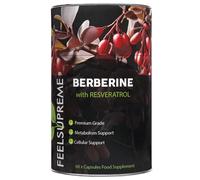 Feel Supreme - Berberine with Resveratrol Supplement - High Potency Food Supplements for Blood Sugar - Cholesterol and Immune Support, Berberine Supplement, Resveratrol Supplements - 60 Capsules
