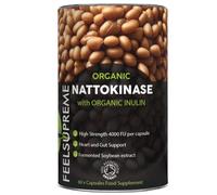 Feel Supreme - Organic Nattokinase with Inulin Supplement - for Cardiovascular and Digestive Support, Natural Enzyme and Prebiotic Fibre Supplement, Plant Based Heart Health Supplements - 60 Capsules