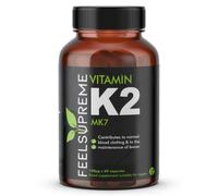 Feel Supreme Vitamin K2 MK7 100mcg 60 High Strength Tablets - 2 Months Supply | 100% Natural Vegan Friendly K2 Vitamin Supplements for Bone and Heart Health | Vitamin K2 MK-7 MenaQ7 High Potency