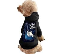 Feel The Blues Music Guitar Cute Dog And Cat Clothes Pet Hoodie Sweatshirt Pullover Sweater Coat