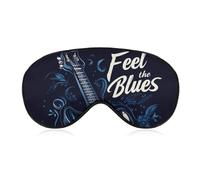 Feel The Blues Music Guitar Fashion Sleep Eye Mask Soft Covers for Sleeping with Adjustable Strap