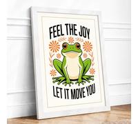 Feel The Joy Retro Framed Wall Art Print A3 (42×29.7cm) White, Wall Decor for Living Room, Bedroom, Office & Home, Ready to Hang, Art Gift
