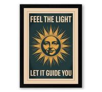 Feel The Light Retro Framed Wall Art Print A4 (29.7×21cm) Black, Wall Decor for Living Room, Bedroom, Office & Home, Ready to Hang, Art Gift