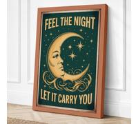 Feel The Night Vintage Canvas Wall Art Print 24x16 Inch | Ready to Hang, Gallery Wrapped, Fade-Resistant Inks, Securely Packaged, UK Made