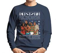 Feel The Rhythm Cool Runnings Christmas Knit Men's Sweatshirt Navy Blue