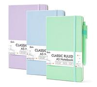 feela 3 Pack A5 Notebooks, 120GSM Lined Paper with Gel Pens, Cool Pastels