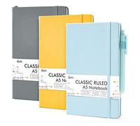 feela 3 Pack A5 Notebooks, 120GSM Lined Paper with Gel Pens, Neutral Solids