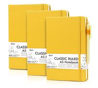 feela 3 Pack A5 Notebooks, Lined Notepads with Gel Pens, 120 GSM, Yellow
