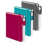 feela 3 Pack A6 Pocket Notebooks, Hardback Lined Small Notebooks with Dividers and Black Pens, Classic Ruled Mini Notepads Journal Bulk, Office School Writing Plan Memos, 9 X 14cm, Solid Colours