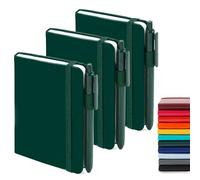 feela 3 Pack A6 Pocket Notebooks, Lined Mini Notepads with Pens, Dark Green