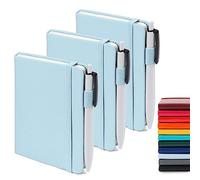 feela 3 Pack A6 Pocket Notebooks, Lined Mini Notepads with Pens, Light Blue